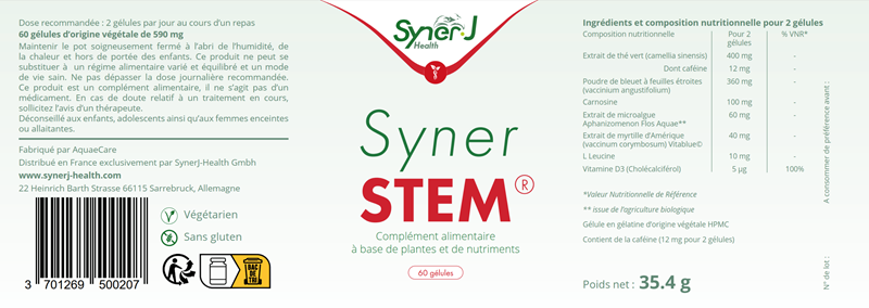 SYNERSTEM - Lot de 3 boites de 60 gélules - 3 mois de consommation